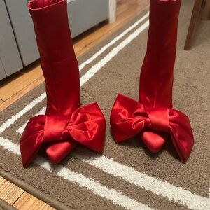 PNKELEPHANT Red Satin Bow Booties